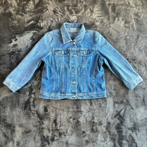 Jackie Blue Womens Denim Jacket Blue Wash Classic Fit Button Front Size Medium